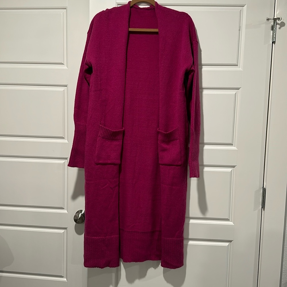 Solid Open Front Drape Knit Cardigan Long Sleeve Long Length Sweater NWOT